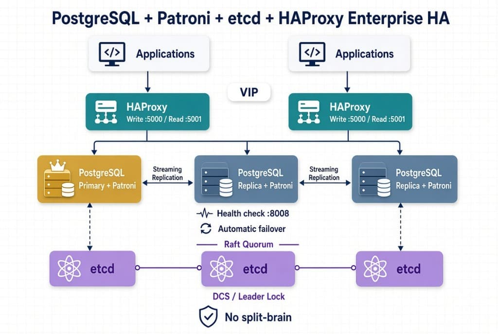 PostgreSQL + Patroni + etcd + HAProxy Enterprise HA
